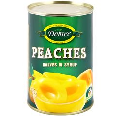 DOMEE PEACH HALVES SYRUP 12X425G - Bulkbox Wholesale