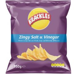 KRACKLES POTATO CRISPS ZINGY SALT & VINEGAR 12X125G - Bulkbox Wholesale