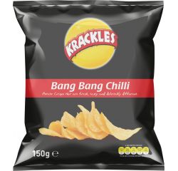 KRACKLES POTATO CRISPS BANG BANG CHILLI 12X125G - Bulkbox Wholesale