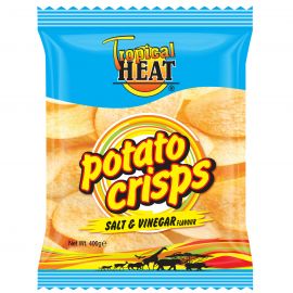 TROPICAL HEAT POTATO CRISPS SALT & VINEGAR 400G - Bulkbox Wholesale