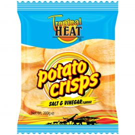TROPICAL HEAT POTATO CRISPS SALT & VINEGAR 200G - Bulkbox Wholesale