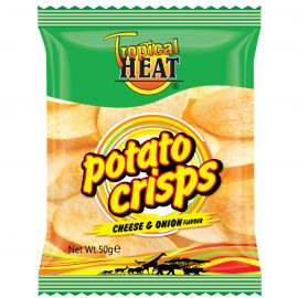 TROPICAL HEAT POTATO CRISPS CHEESE & ONION 50G - Bulkbox Wholesale