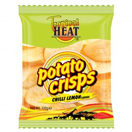 TROPICAL HEAT POTATO CRISPS CHILLI LEMON 100G - Bulkbox Wholesale