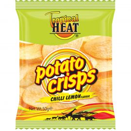 TROPICAL HEAT POTATO CRISPS CHILLI LEMON 50G - Bulkbox Wholesale