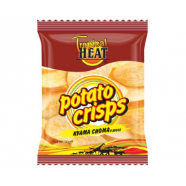 TROPICAL HEAT POTATO CRISPS NYAMA CHOMA 50G - Bulkbox Wholesale