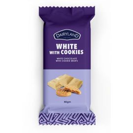 DAIRYLAND WHITE WITH COOKIES CHOCOLATE 80G - Bulkbox Wholesale