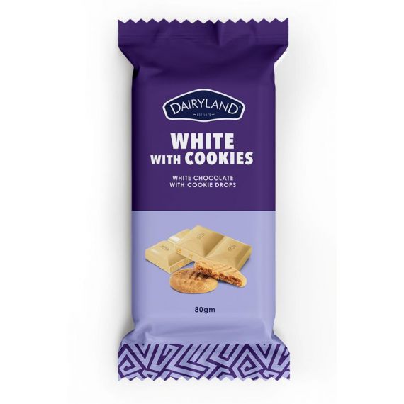 DAIRYLAND WHITE WITH COOKIES CHOCOLATE 24X40G - Bulkbox Wholesale